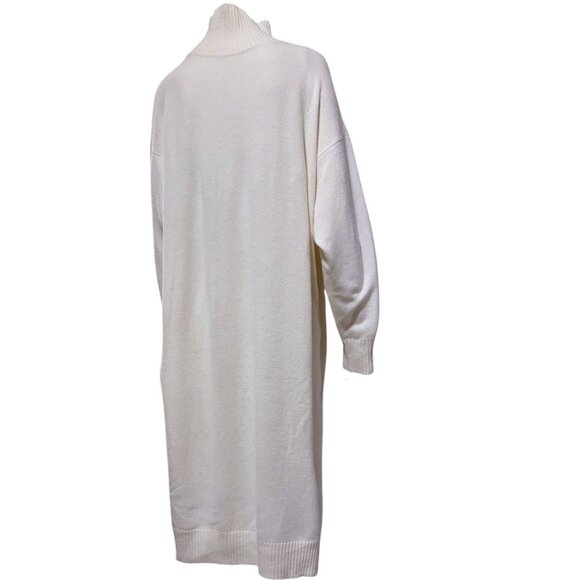 NWT Uniqlo Wool Blend Sweater Dress XL Cream Mock Neck Minimalist Neutral Cozy - Picture 5 of 9